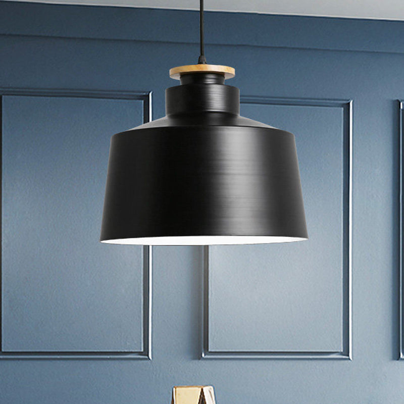 Modern Black/White Metal Pendant Light With Adjustable Cord - Barn/Cylinder/Tapered Design Black / B