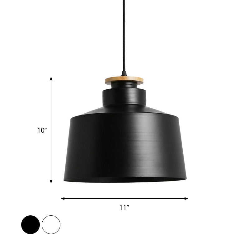 Modern Style Barn/Cylinder/Tapered Pendant Light In Black/White Finish - Adjustable Cord Hanging