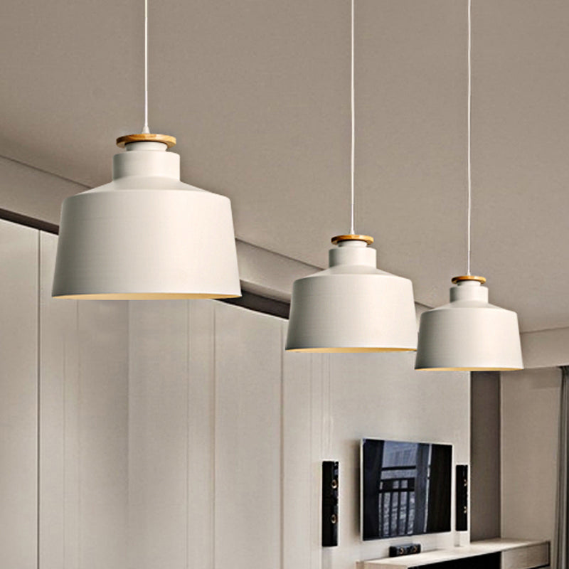 Modern Black/White Metal Pendant Light With Adjustable Cord - Barn/Cylinder/Tapered Design