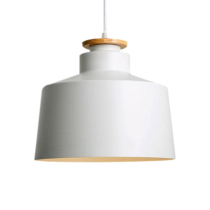 Modern Style Barn/Cylinder/Tapered Pendant Light In Black/White Finish - Adjustable Cord Hanging