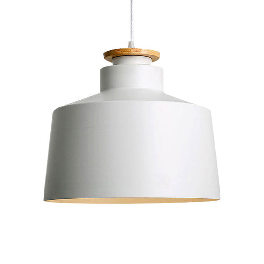 Modern Black/White Metal Pendant Light With Adjustable Cord - Barn/Cylinder/Tapered Design