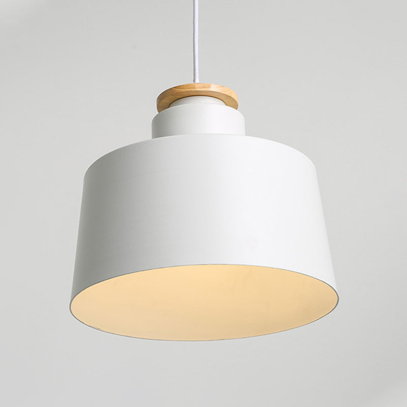 Modern Style Barn/Cylinder/Tapered Pendant Light In Black/White Finish - Adjustable Cord Hanging