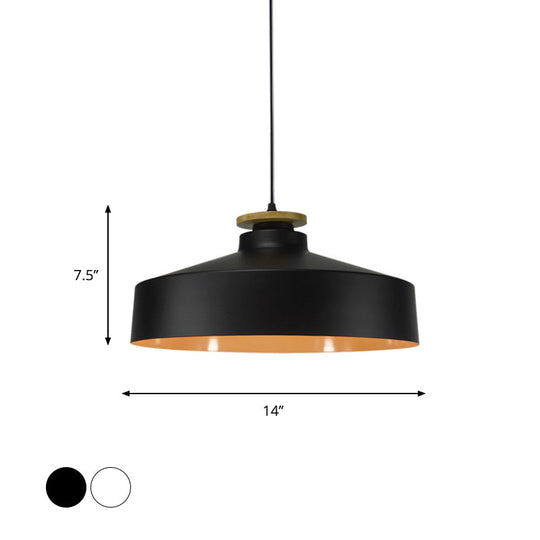 Modern Style Barn/Cylinder/Tapered Pendant Light In Black/White Finish - Adjustable Cord Hanging