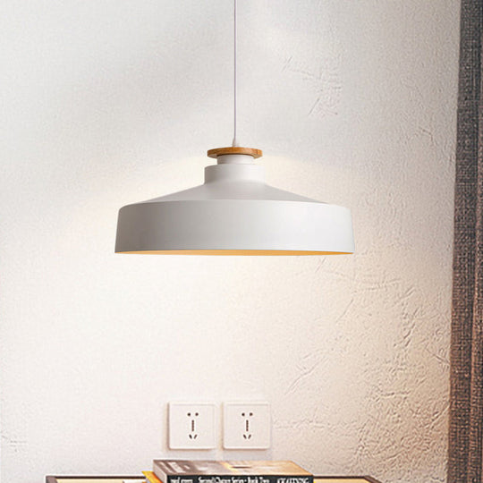 Modern Style Barn/Cylinder/Tapered Pendant Light In Black/White Finish - Adjustable Cord Hanging