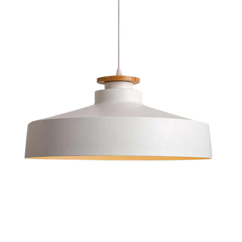 Modern Style Barn/Cylinder/Tapered Pendant Light In Black/White Finish - Adjustable Cord Hanging