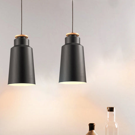 Modern Black/White Metal Pendant Light With Adjustable Cord - Barn/Cylinder/Tapered Design