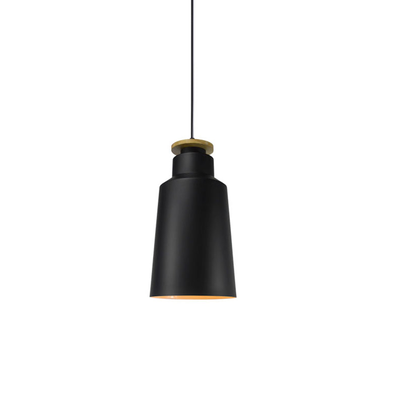 Modern Style Barn/Cylinder/Tapered Pendant Light In Black/White Finish - Adjustable Cord Hanging