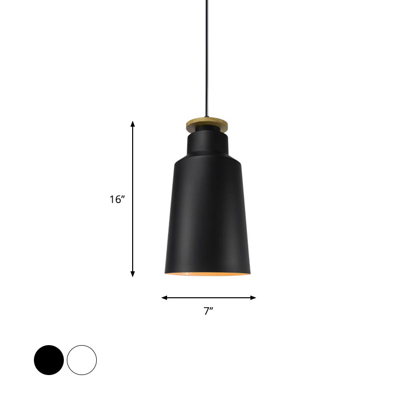 Modern Style Barn/Cylinder/Tapered Pendant Light In Black/White Finish - Adjustable Cord Hanging