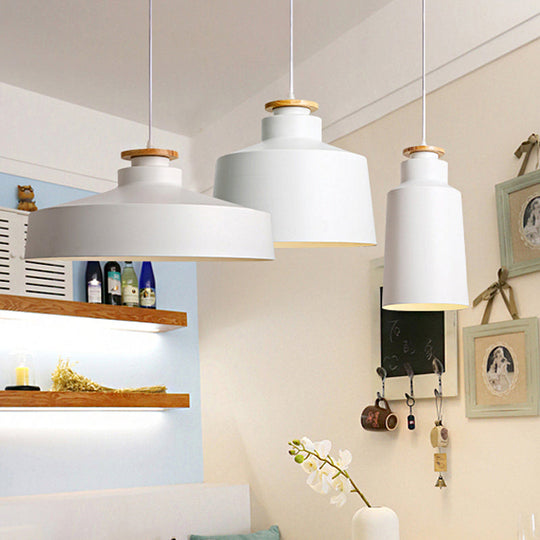 Modern Black/White Metal Pendant Light With Adjustable Cord - Barn/Cylinder/Tapered Design