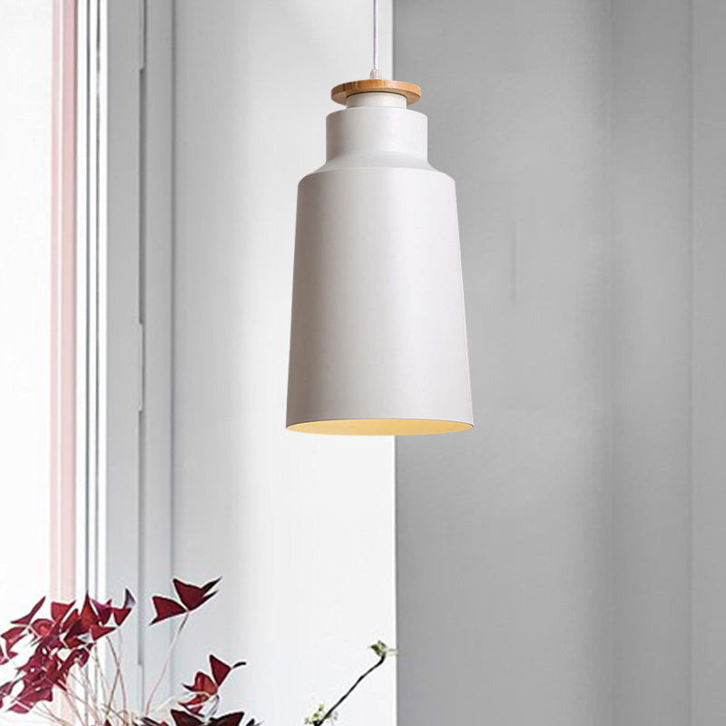 Modern Black/White Metal Pendant Light With Adjustable Cord - Barn/Cylinder/Tapered Design White / C