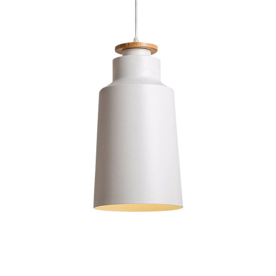 Modern Black/White Metal Pendant Light With Adjustable Cord - Barn/Cylinder/Tapered Design