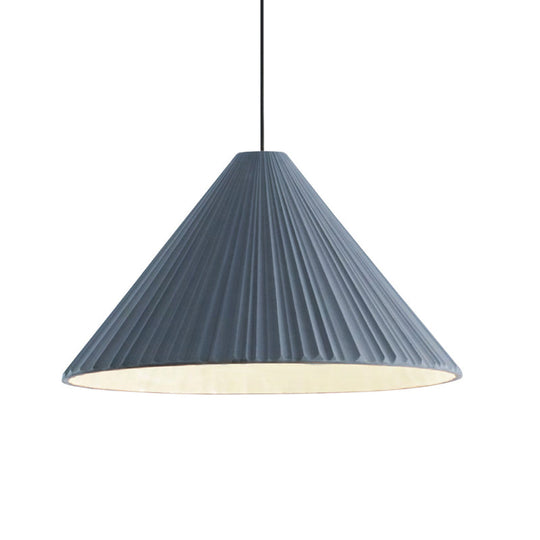 Modern Nordic Style Conic Pendant Light In Blue/Pink/White - Ribbed Design 12.5’/16.5’ Width