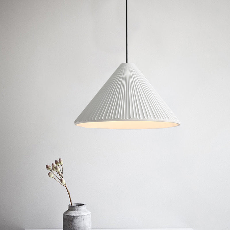 Modern Nordic Style Conic Pendant Light In Blue/Pink/White - Ribbed Design 12.5’/16.5’ Width
