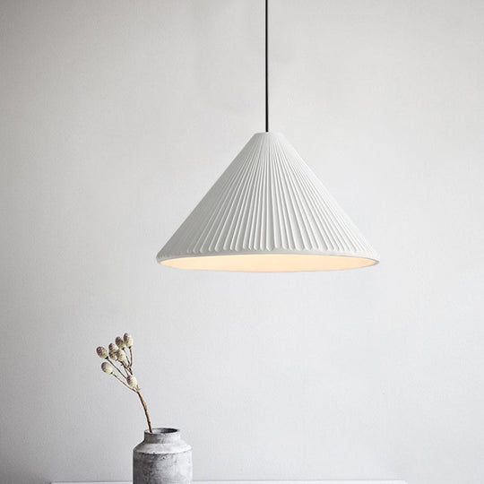 Modern Nordic Style Conic Pendant Light In Blue/Pink/White - Ribbed Design 12.5’/16.5’ Width