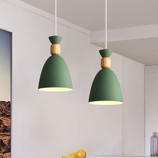 Grey/White/Green Macaron Style Dome Pendant Light With Adjustable Cord - Perfect For Over Table