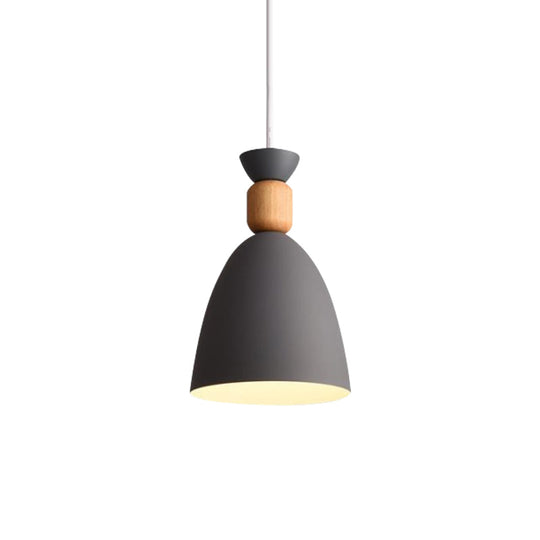 Macaron Style Dome Pendant Light - Adjustable Cord Grey/White/Green Ideal For Table Decor