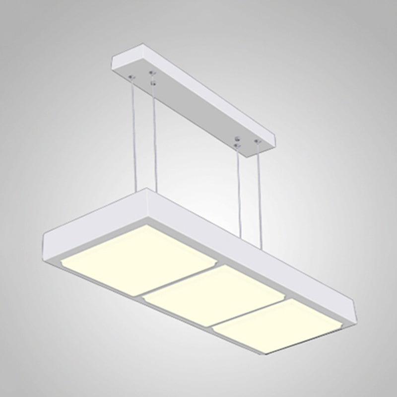 Modern Metal Rectangular Island Lamp With 3/4/5 Lights In Black/White - Office Hanging Light