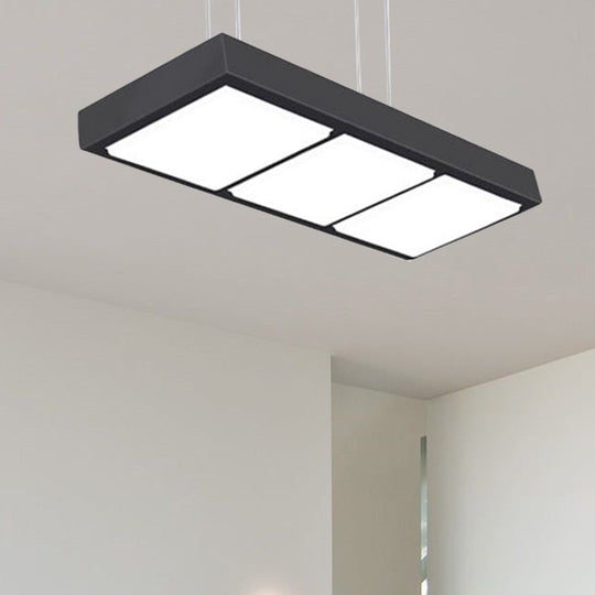 Modern Metal Rectangular Island Lamp With 3/4/5 Lights In Black/White - Office Hanging Light