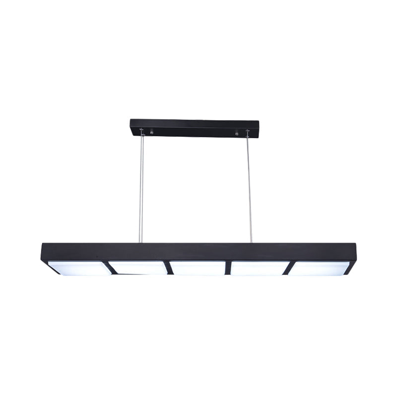 Modern Metal Rectangular Island Lamp With 3/4/5 Lights In Black/White - Office Hanging Light