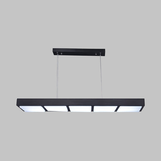 Modern Metal Rectangular Island Lamp With 3/4/5 Lights In Black/White - Office Hanging Light