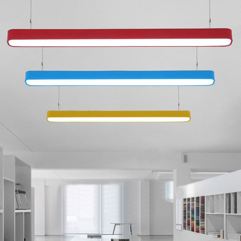 Modern Metal Led Hanging Lamp – Tubular Pendant Light For Dining Room Available In Red/Blue/Yellow