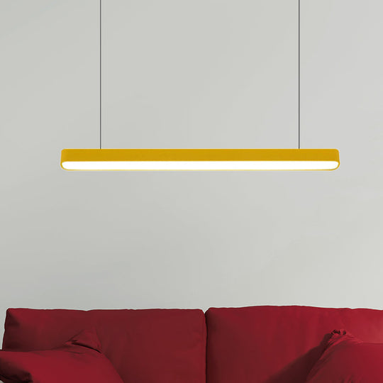 Modern Metal Led Hanging Lamp – Tubular Pendant Light For Dining Room Available In Red/Blue/Yellow