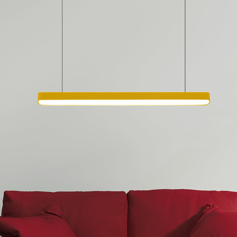 Contemporary Metal Led Hanging Lamp - Tubular Pendant Light For Dining Room Red/Blue/Yellow