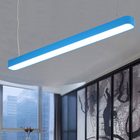 Contemporary Metal Led Hanging Lamp - Tubular Pendant Light For Dining Room Red/Blue/Yellow Blue