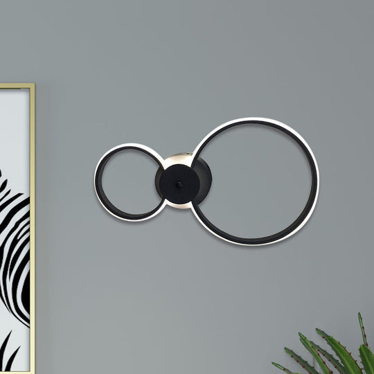 Modern Led Hoop Wall Lamp With Acrylic Lighting - Black/White 2/3 Lights In Warm/White/Second Gear