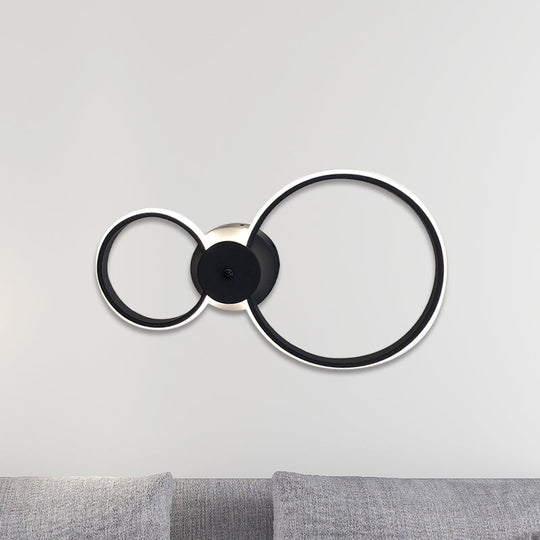 Modern Led Hoop Wall Lamp With Acrylic Lighting - Black/White 2/3 Lights In Warm/White/Second Gear