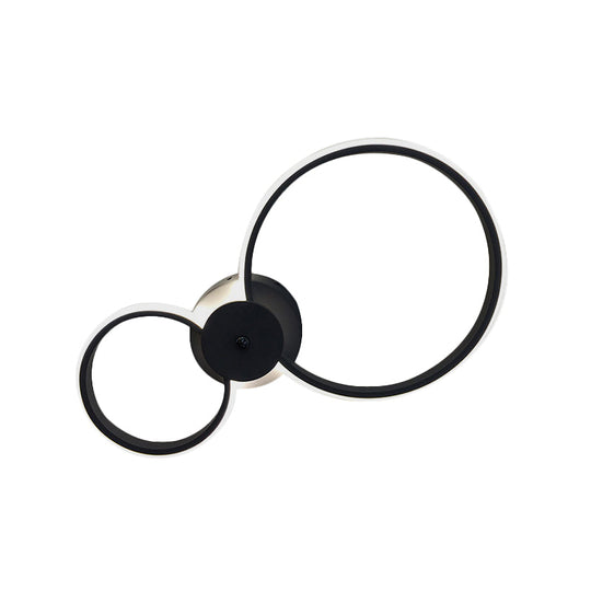 Modern Led Hoop Wall Lamp With Acrylic Lighting - Black/White 2/3 Lights In Warm/White/Second Gear 2