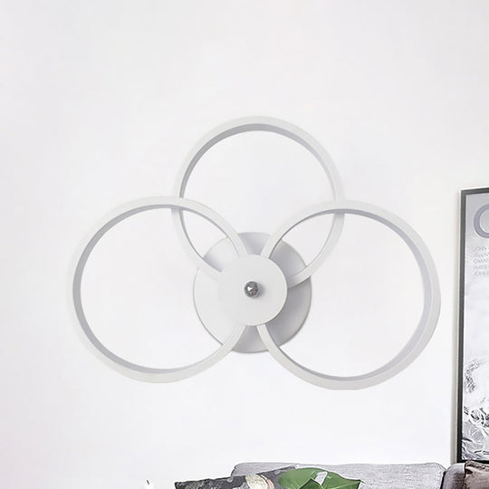 Modern Led Hoop Wall Lamp With Acrylic Lighting - Black/White 2/3 Lights In Warm/White/Second Gear