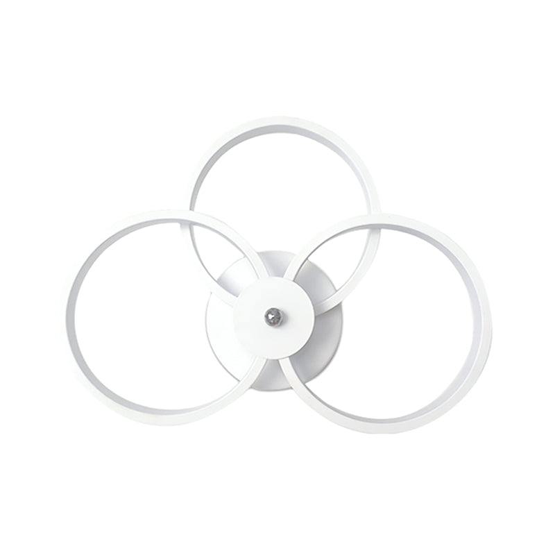 Modern Led Hoop Wall Lamp With Acrylic Lighting - Black/White 2/3 Lights In Warm/White/Second Gear 3