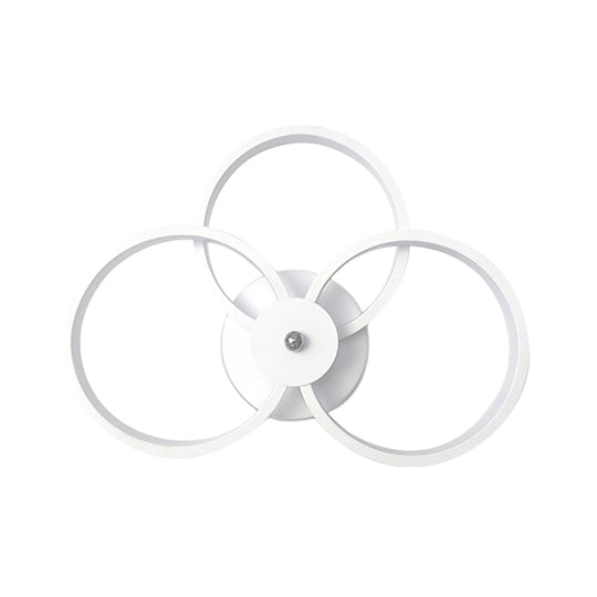 Modern Led Hoop Wall Lamp With Acrylic Lighting - Black/White 2/3 Lights In Warm/White/Second Gear 3