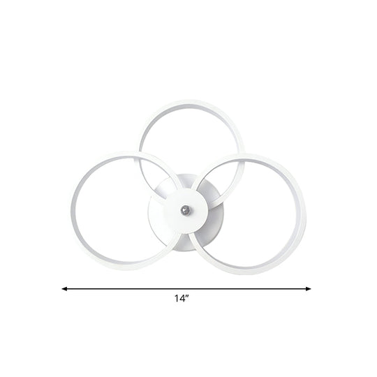 Modern Led Hoop Wall Lamp With Acrylic Lighting - Black/White 2/3 Lights In Warm/White/Second Gear