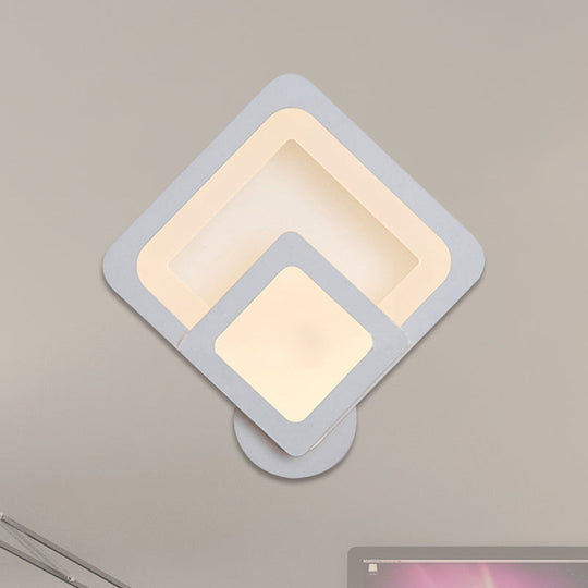 Minimalist Led Wall Sconce Light With Acrylic Shade - White Square/Oval Mounted Lamp Warm/White /
