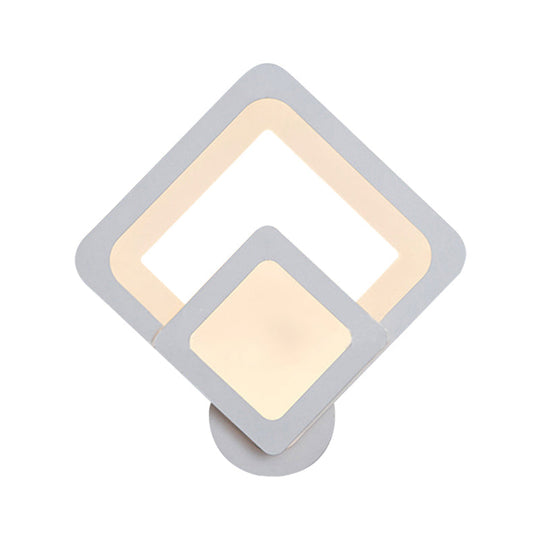 Minimalist Led Wall Sconce Light With Acrylic Shade - White Square/Oval Mounted Lamp Warm/White