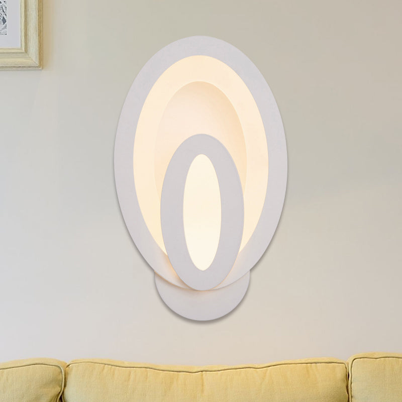 Minimalist Led Wall Sconce Light With Acrylic Shade - White Square/Oval Mounted Lamp Warm/White /