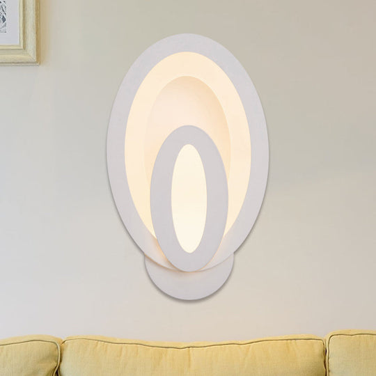 Minimalist Led Wall Sconce Light With Acrylic Shade - White Square/Oval Mounted Lamp Warm/White /