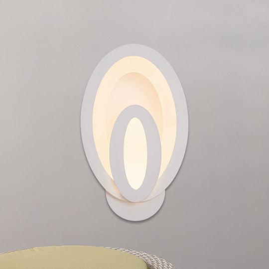 Minimalist Led Wall Sconce Light With Acrylic Shade - White Square/Oval Mounted Lamp Warm/White