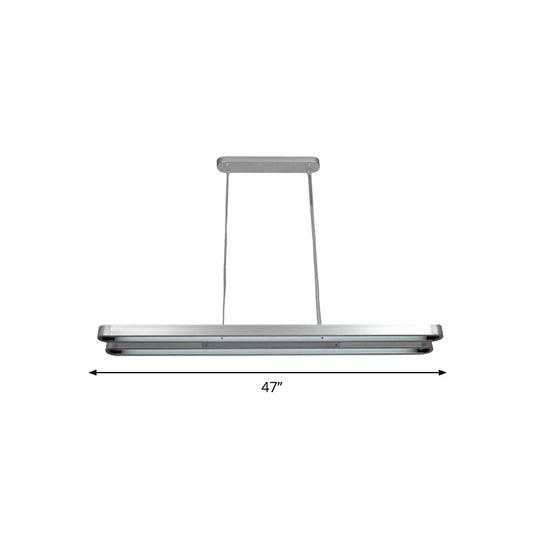 Modern Led Metal Pendant Lamp In Silver With Elongated Oval Shape - Choice Of White Warm Or Natural