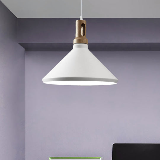 Modern Aluminum Cone/Drum Shade Hanging Ceiling Light - 1 Pendant In Black/White