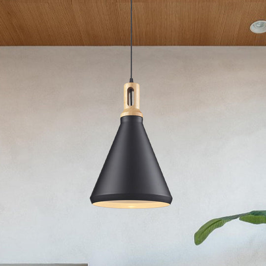 Modern Aluminum Cone/Drum Shade Hanging Ceiling Light - 1 Pendant In Black/White