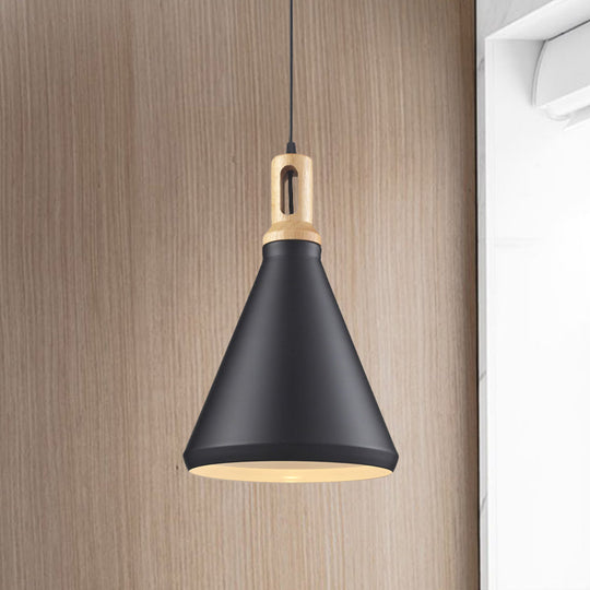 Modern Aluminum Cone/Drum Shade Hanging Ceiling Light - 1 Pendant In Black/White