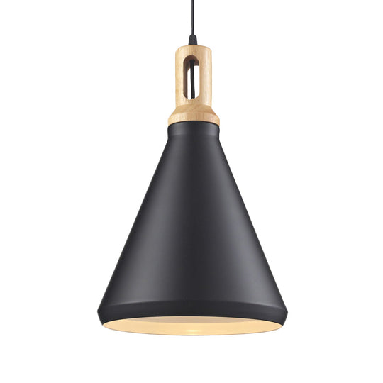Modern Aluminum Cone/Drum Shade Hanging Ceiling Light - 1 Pendant In Black/White
