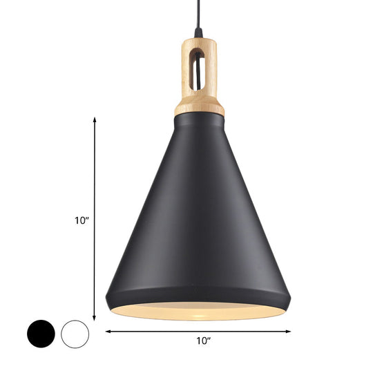 Modern Aluminum Cone/Drum Shade Hanging Ceiling Light - 1 Pendant In Black/White