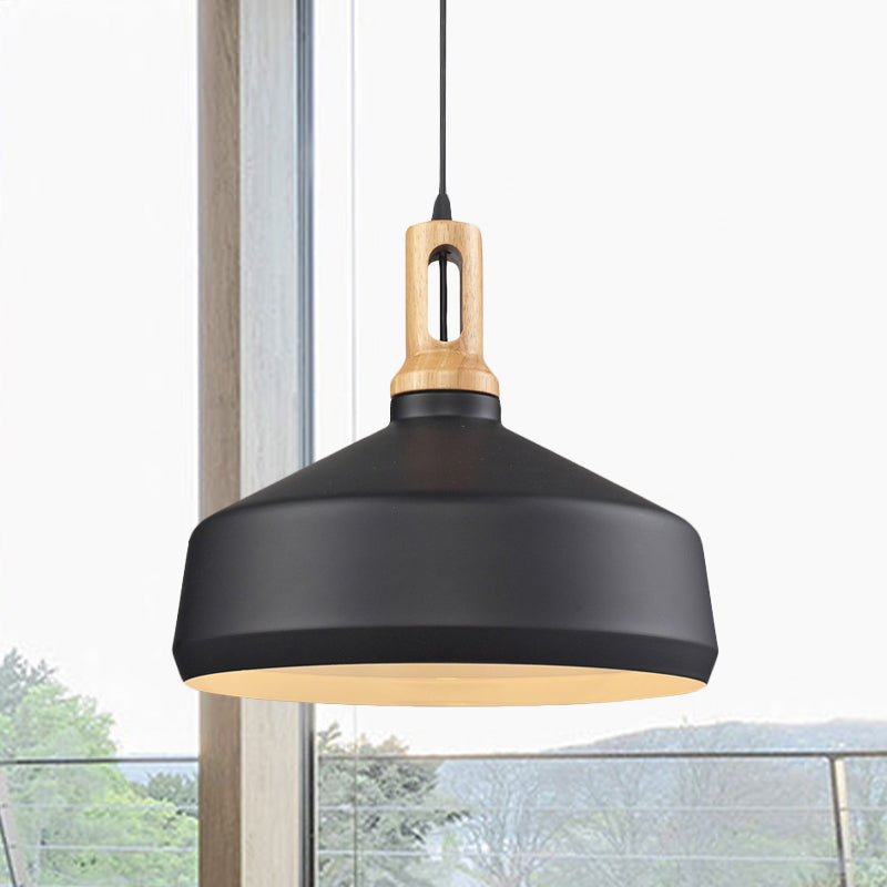 Modern Aluminum Cone/Drum Shade Hanging Ceiling Light - 1 Pendant In Black/White