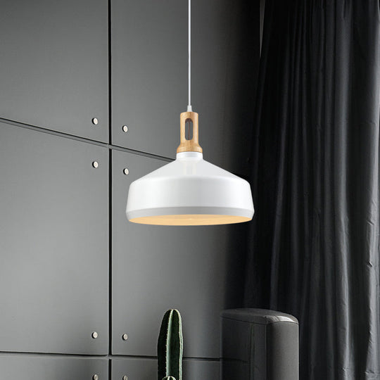 Modern Hanging Ceiling Light With Cone/Drum Shade - 1-Light Aluminum Pendant For Dining Room