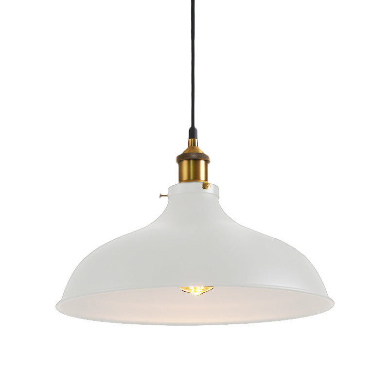 Vintage Style Pendant Lamp- Metal Bowl Ceiling Light Fixture In Black/White For Restaurants