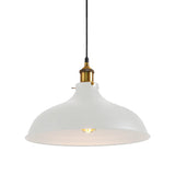 Vintage Style Pendant Lamp- Metal Bowl Ceiling Light Fixture In Black/White For Restaurants